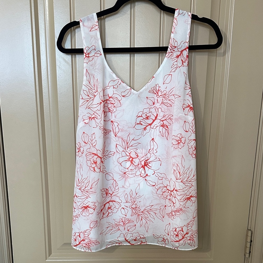 CAbi Red Floral Playday Stencil Top Cami size M New